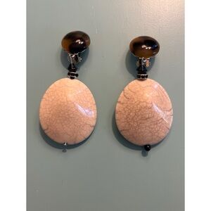 Angela Caputi Vintage Cream Dangle Resin Clip Earrings
